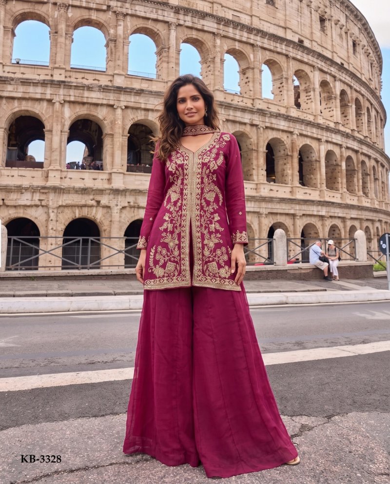 Kb 3327 & 3328 Pure Crunchy Silk Sharara Collections